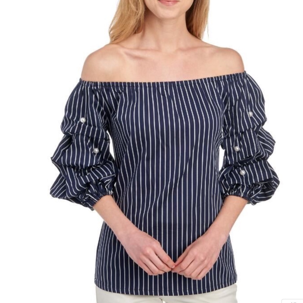 COCO BIANCO Striped Pearl Top